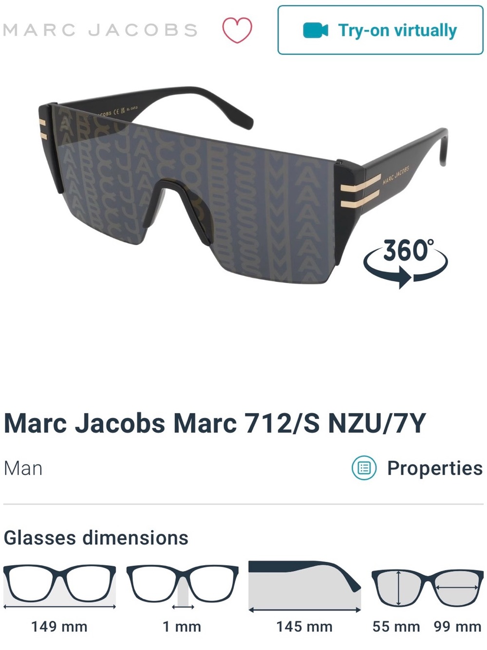 EUC Marc Jacobs Black GOLD Shield Sunglasses in Yellow Case 712/S NZU/7Y